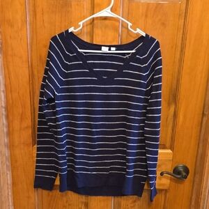 Navy Striped V-Neck GAP Sweater Size S